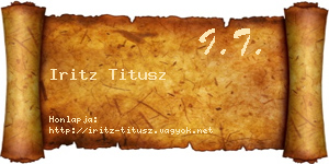 Iritz Titusz névjegykártya